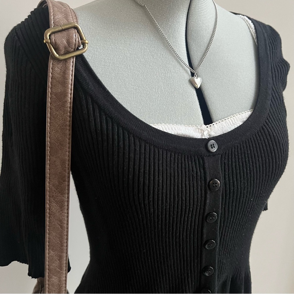 Black Ribbed Babydoll Top